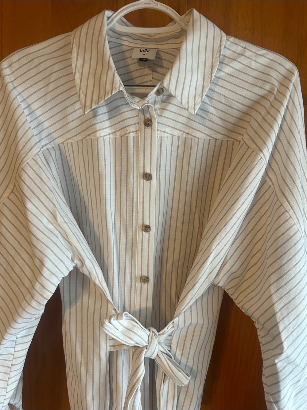 CAbi Tied Up Blouse Button-Down Striped Style #4155